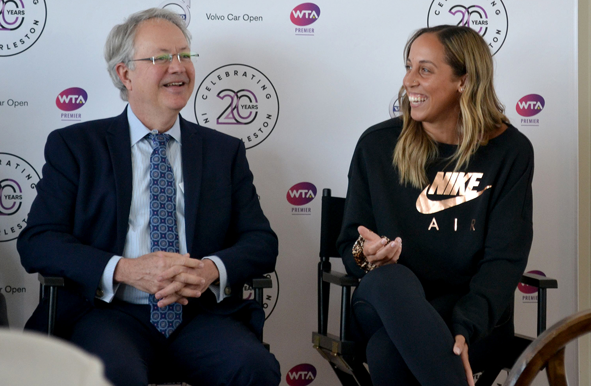 Charleston Mayor John Tecklenburg and 2019 Volvo Car Open Champion Madison Keys shared a moment in 2020 before the tournament was eventually canceled for the year. (Photo/Teri Errico Griffis)