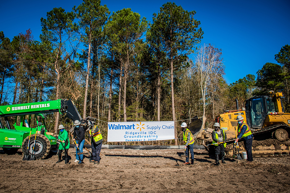 State, county and port officials along with the executive vice president of Walmart‰ŰŞs U.S. supply chain, broke ground on the $220 million Walmart Ridgeville Import Distribution Center 7. (Photo/S.C. State Ports Authority)