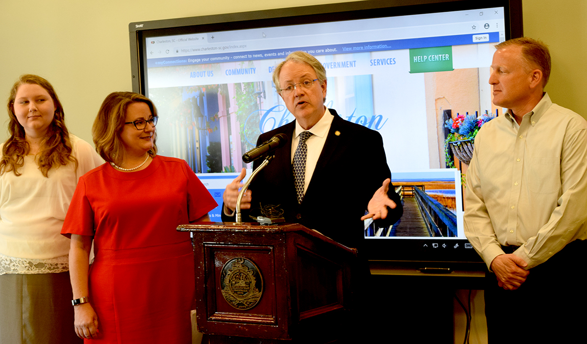 Charleston Mayor John Tecklenburg and Tina Wirth, senior vice president of talent advancement at the Charleston Metro Chamber of commerce, challenged Lowcountry businesses to hire 1,000 high school and college students for summer employment (Photo/Patrick Hoff)