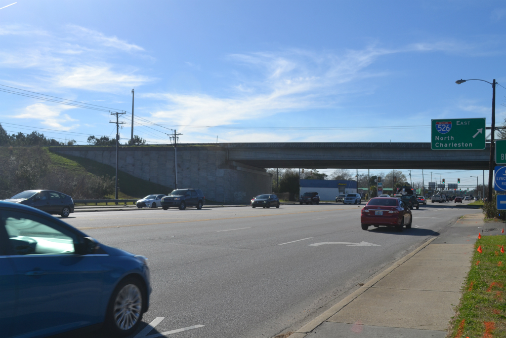 Interstate 526 currently ends on Savannah Highway in West Ashley. Plans call for building onto that section of the highway, adding about seven miles to extend it into Johns and James islands. (Photo/Liz Segrist)