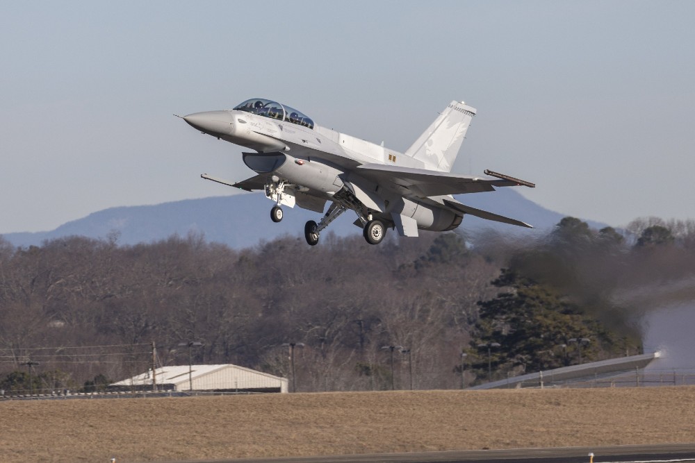 The first Lockheed Martin F-16 made in Greenville took flight for a 50-minute test on Jan. 24. (Photo/Lockheed Martin)