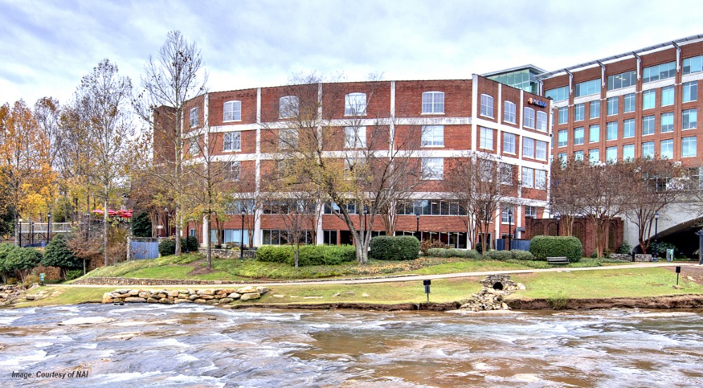 Hussey Gay Bell's eighth office overlooks the Reedy River in Greenville. (Photo/NAI Earle Furman)
