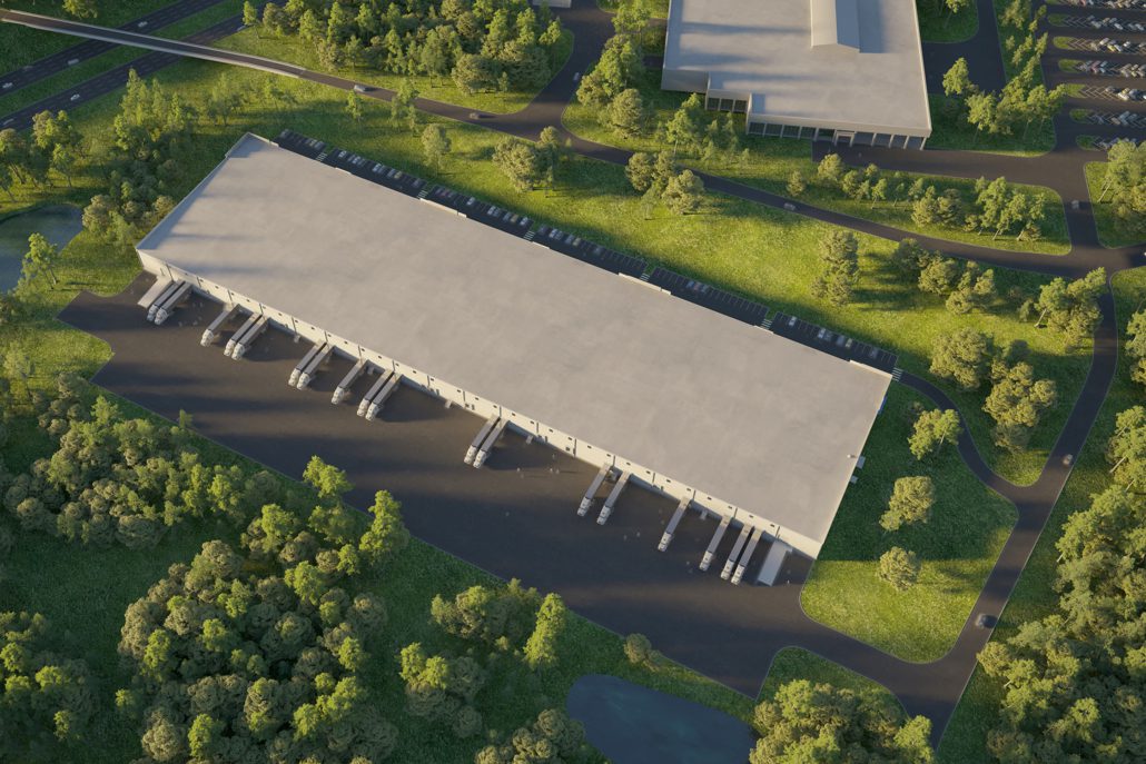 The 258,801-square-foot facility will be the first of several built-to-suit spaces ranging from 75,000 to 1 million square feet in the Evergreen Logistics Park. (Rendering/Provided)