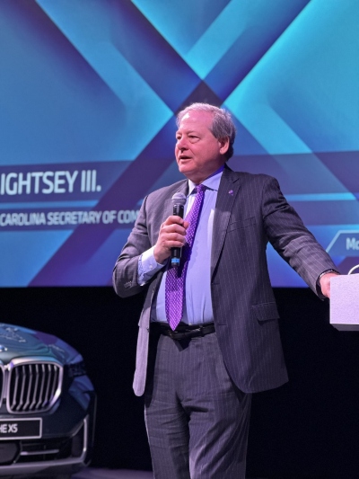 Secretary of Commerce Harry M. Lightsey III was in the Upstate Tuesday when BMW and the Darla Moore School of Business revealed the latest economic impact study. (Photo/Krys Merryman)