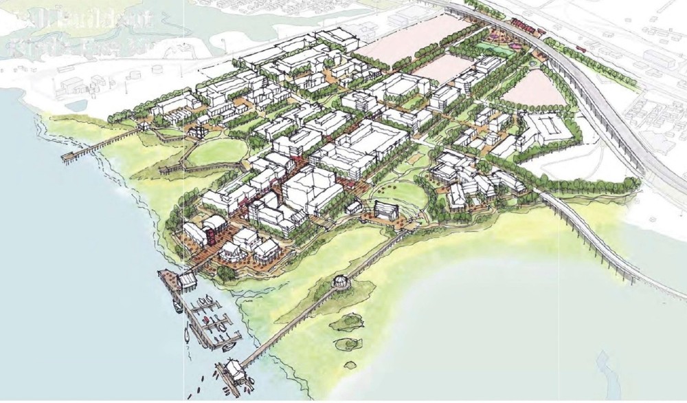 Developers want to create a town center with a mix of housing, office, retail and hospitality on a former Superfund site. (Rendering/Provided)