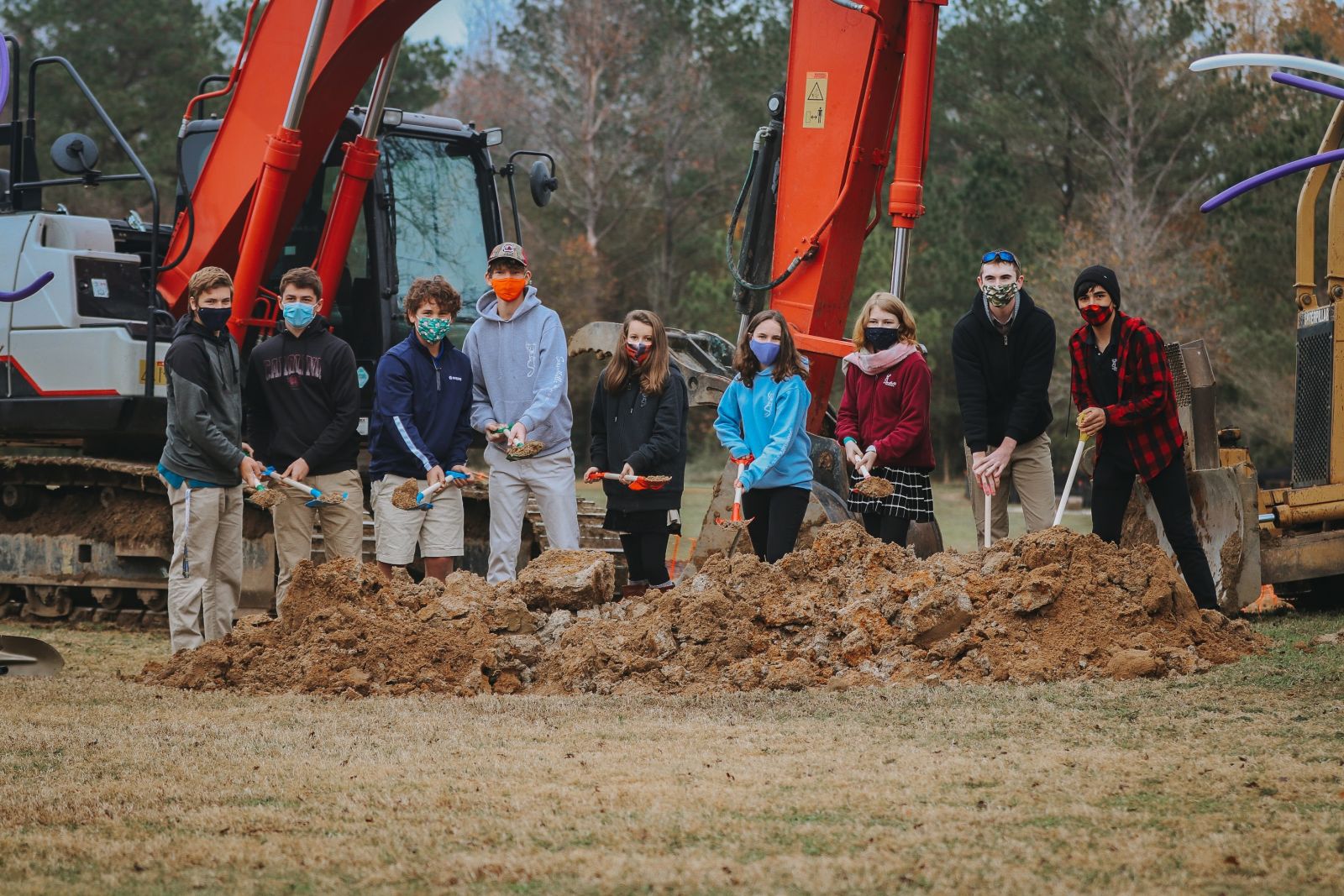 Students at the Sandhills School took part in a December 2020 groundbreaking for a $2.1 million expansion. (Photo/Provided)