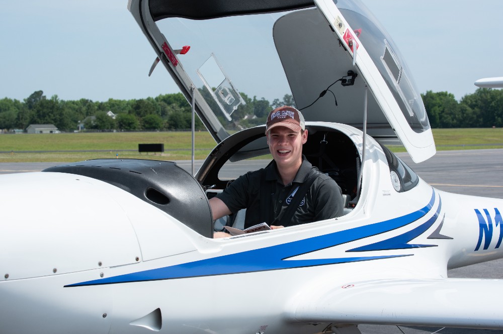 Harrison Hunt, the first CSU aeronautics student to take a solo flight, is a junior aeronautics-professional pilot major. (Photo/CSU)