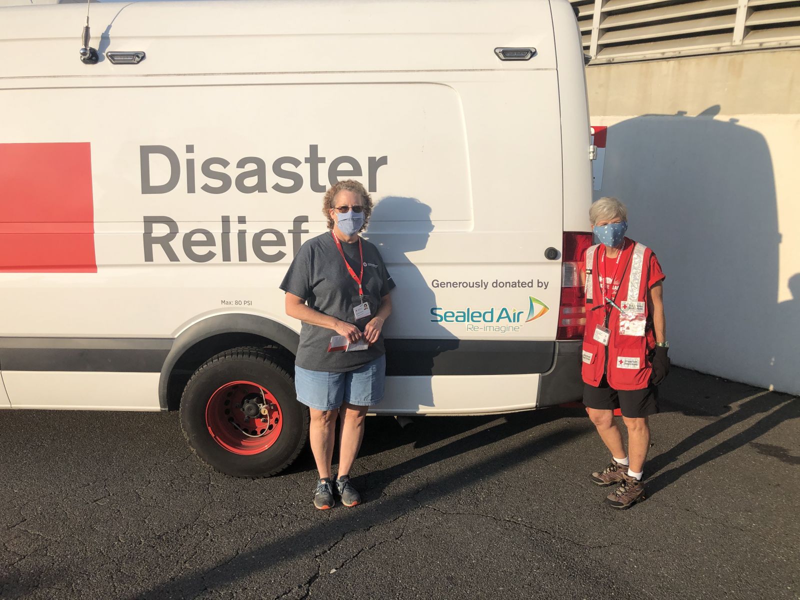 Michelle Kaufman and Lolo Pendergrast drove Charlotte's Red Cross emergency vehicle to Louisana this past weekend. (Photo/Provided)