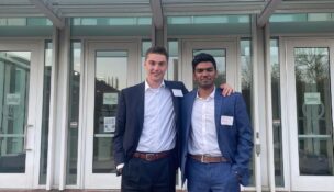 Spencer Tate, a senior at Furman University, and Nemath Ahmed, a masters’ student at Georgia Tech, are both co-founders of dotflo, which provides mass personalized research and outbound at scale on potential prospects for growing companies. (Photo/Provided)