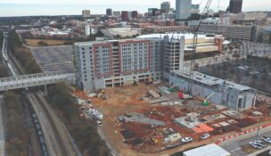 The new housing center is under construction on Gadsden Street in Columbia, expected to be complete next summer. (Photo/USC Development Foundation)